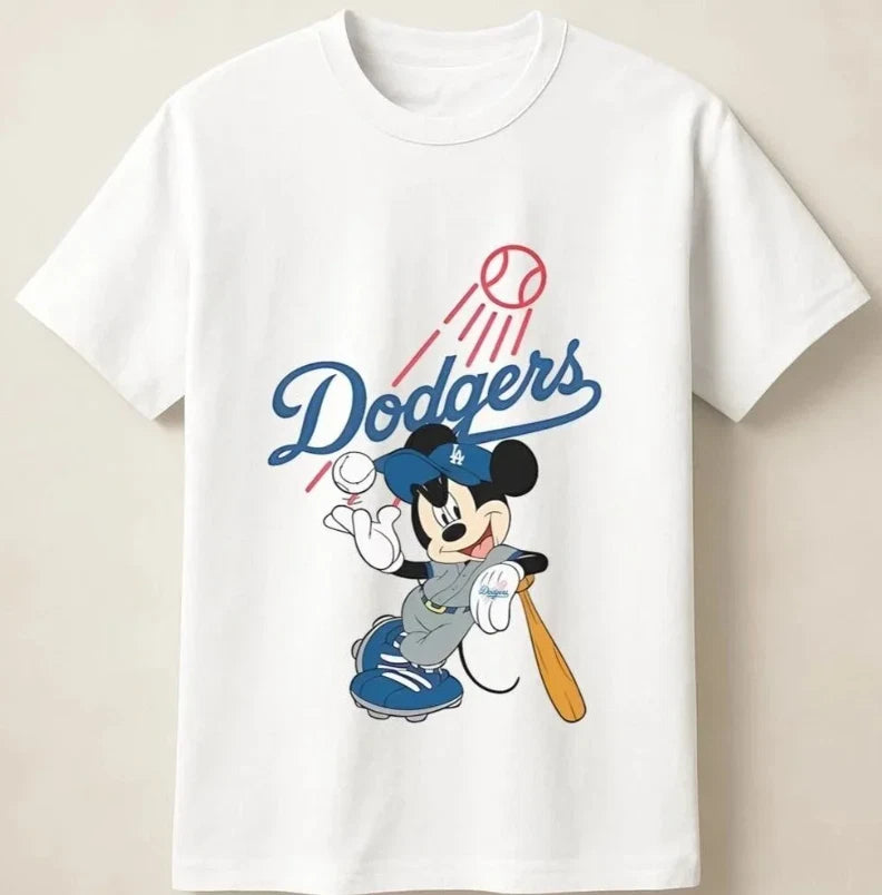 Mickey Mouse Dodgers Baseball Retro Graphic Fan Tee Shirt