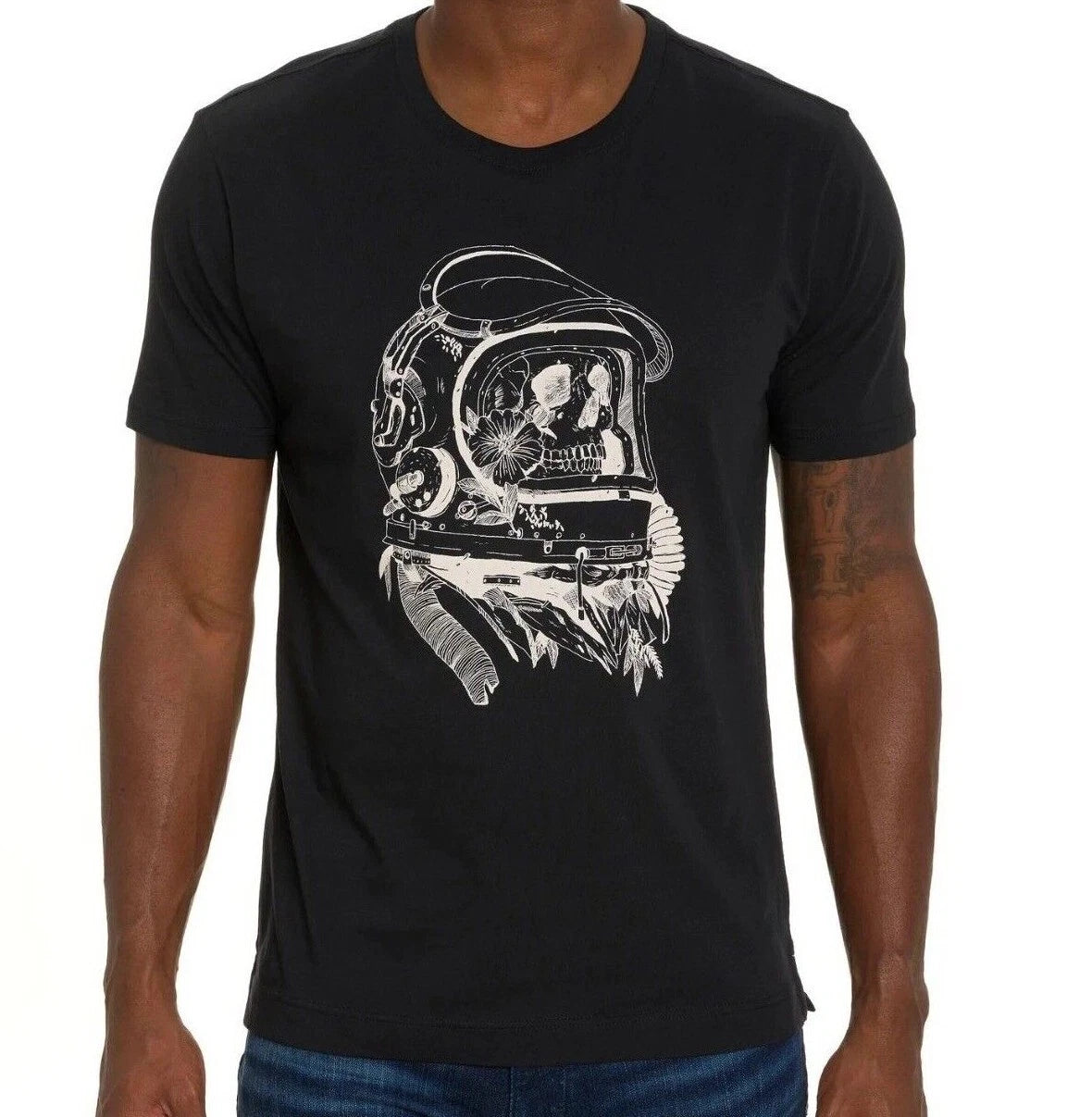 Robert Graham Skull Submarine Helmet Black Graphic Tshirt S M L Men's NEW