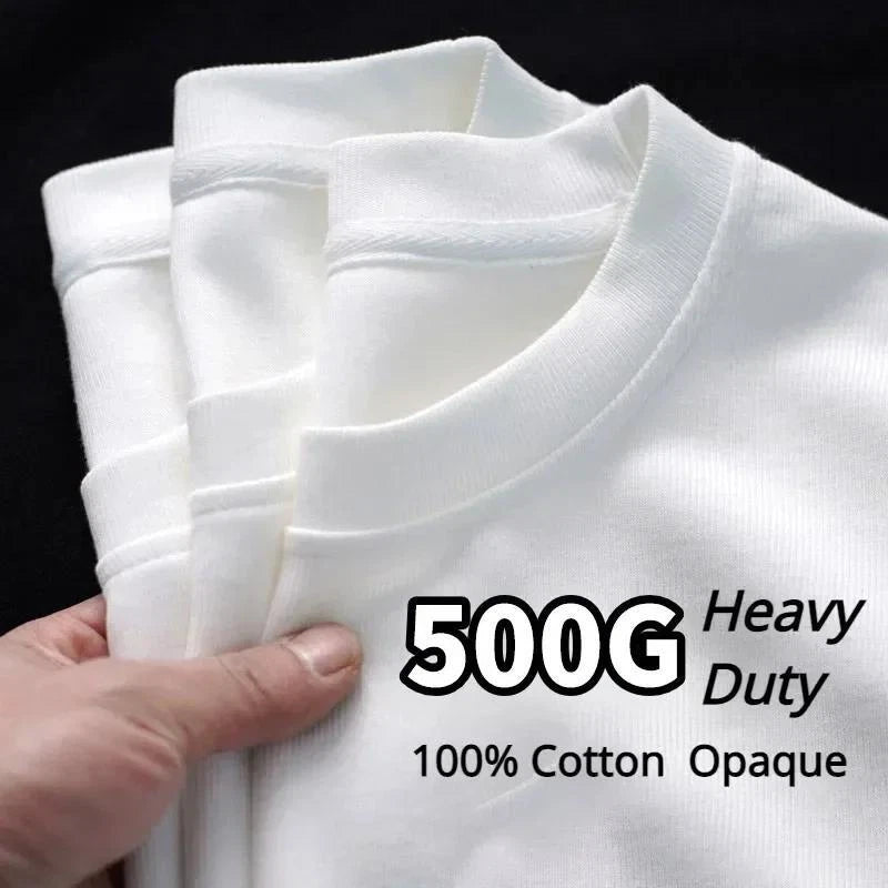 Men's Heavy Cotton T-Shirt – Soft Breathable, Crew Neck, All-Season Comfort Tee