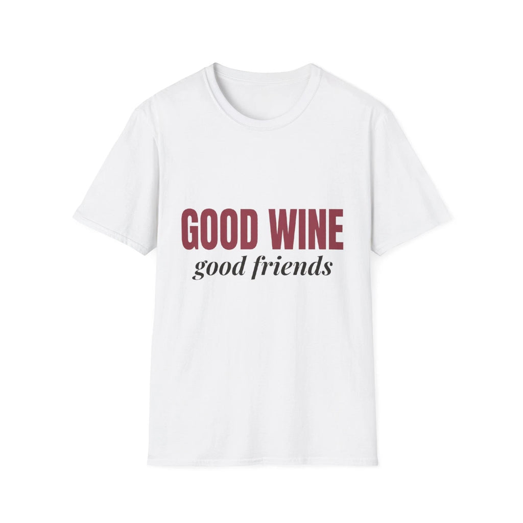 Good Wine Good Friends T Shirt Women Funny Wine Slogan Vintage Graphic Tee Gift