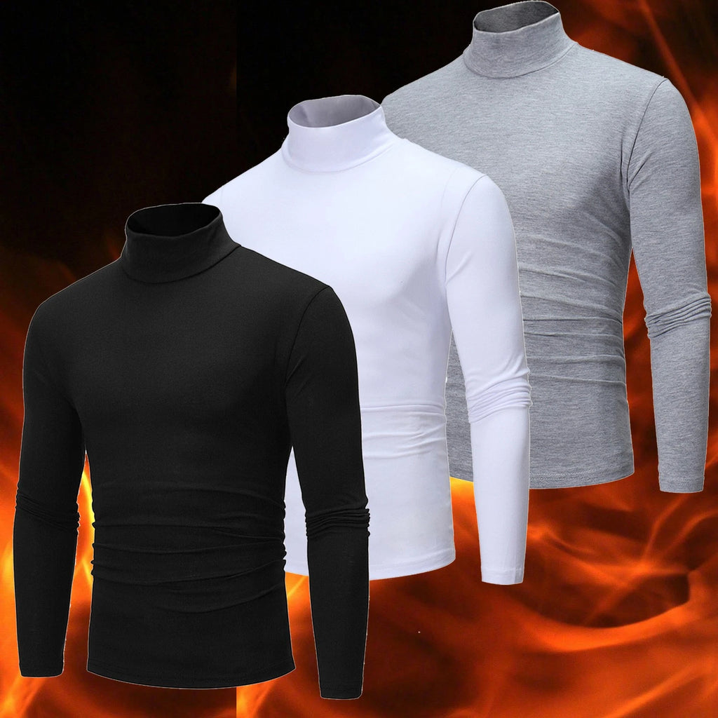 Men High-Neck Mock Turtleneck Ultra-Soft Undershirt Top Long Sleeve Pullover