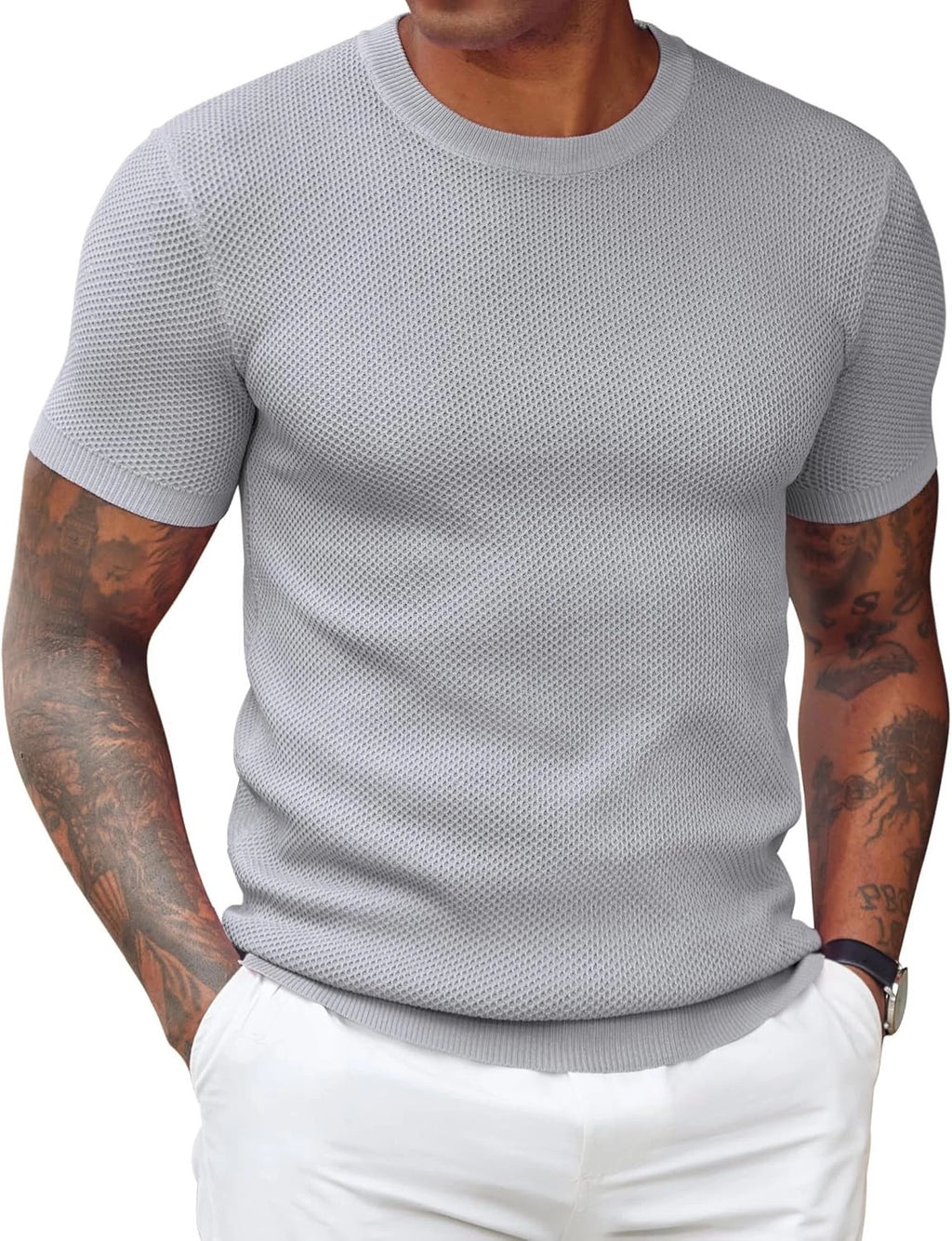 Coofandy T Shirt Soft Solid Mens Shirts Casual Short Sleeve Crewneck Textured