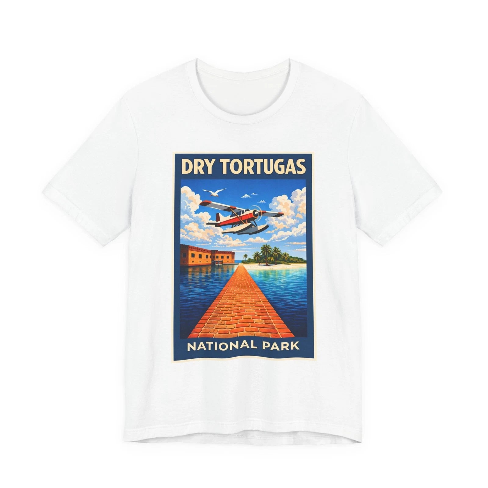 Dry Tortugas Seaplane Tee Vintage National Park Travel Poster T-Shirt