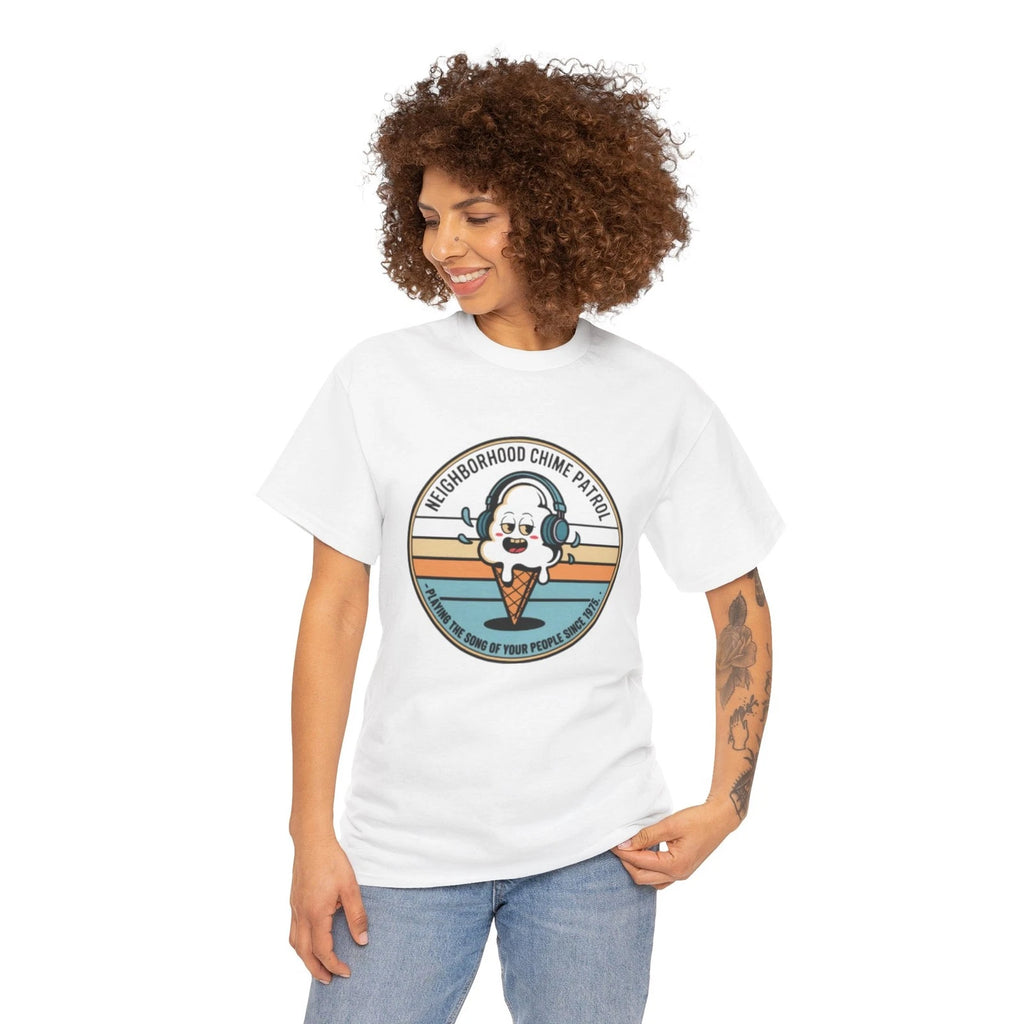 Vintage Ice Cream Truck Driver T Shirt Funny Summer Chime Music Retro 70s Parody
