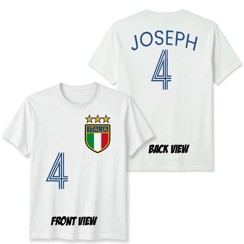 Italy Personalized Custom Name And Number Football Unisex T Shirt Game Day Gift
