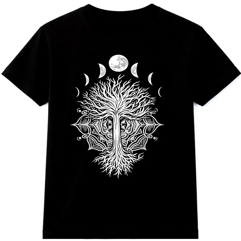 Tree of Life T-Shirt Moon Phases Graphic Mystical Celestial Spiritual Art Tee