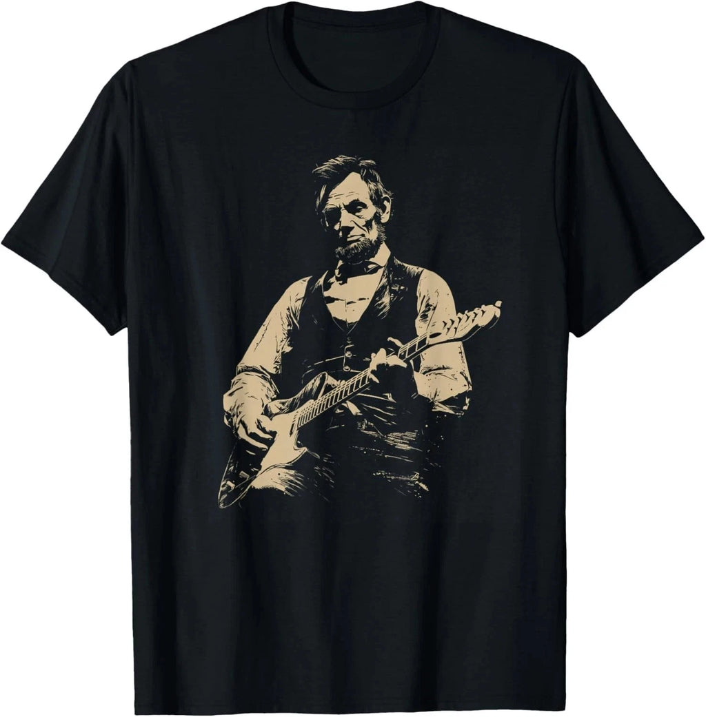 Abraham Lincoln-Abe-Lincoln Playing Guitar Retro Vintage Unisex T-Shirt