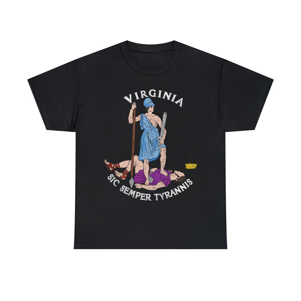 Retro Seal Of Virginia Sic Semper Tyrannis Graphic Tee Shirt, S-5XL