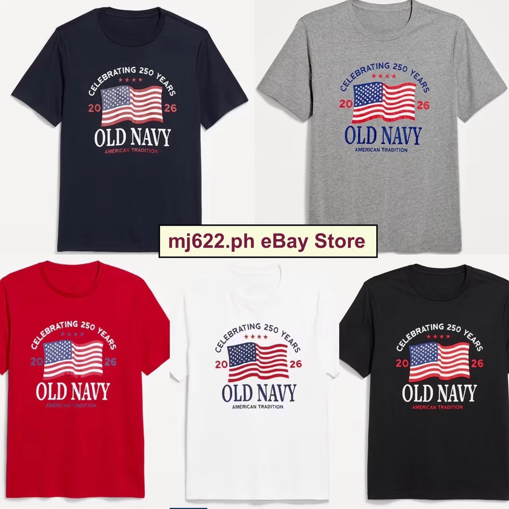 OLD NAVY US Flag 2026 NAVY, RED, BLACK, GRAY 250th Anniversary T-SHIRT Men/Women
