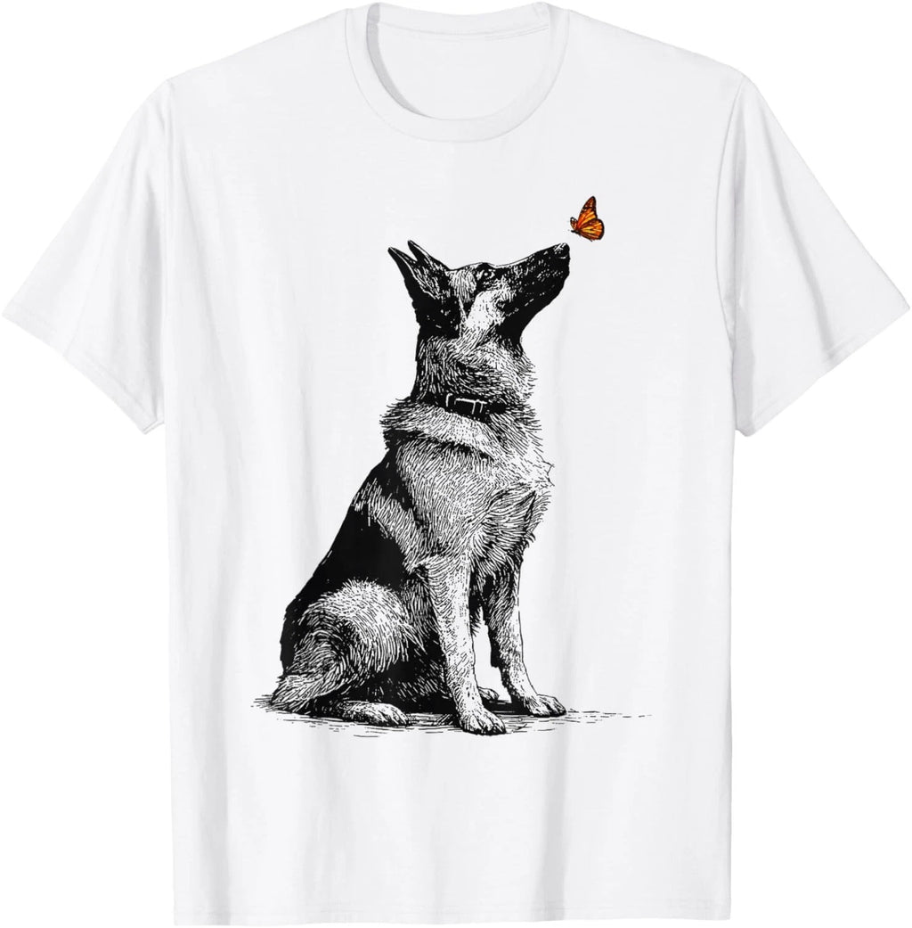 German Shepherd with Butterfly Minimalist Dog Lover Design unisex T-Shirt