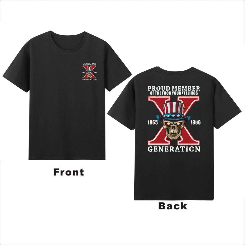 X Skull Proud Member Fvck Your Feeling   X Front&Back Retro T-Shirt