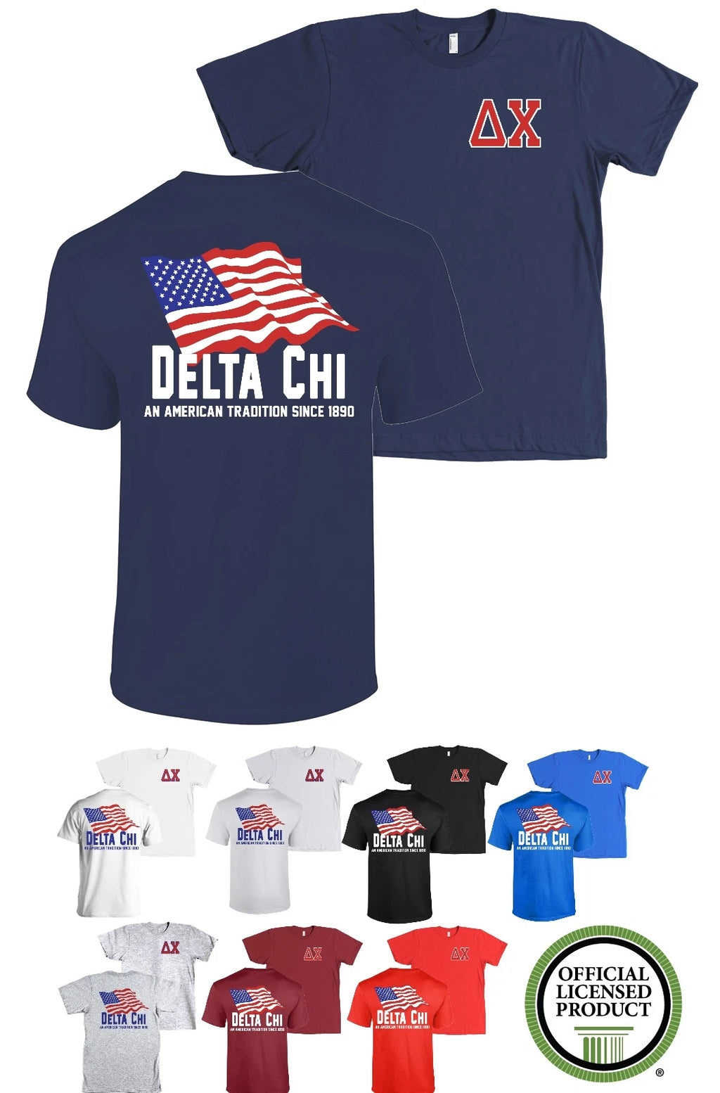 Delta Chi Fraternity Bella+Canvas American Flag USA Shirt