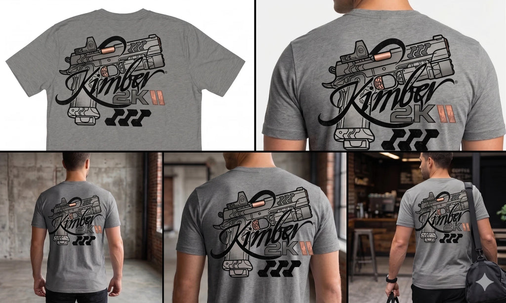 Custom 2KII Tactical Pistol T-Shirt - Grey Athletic Fit Tee - Premium Graphic