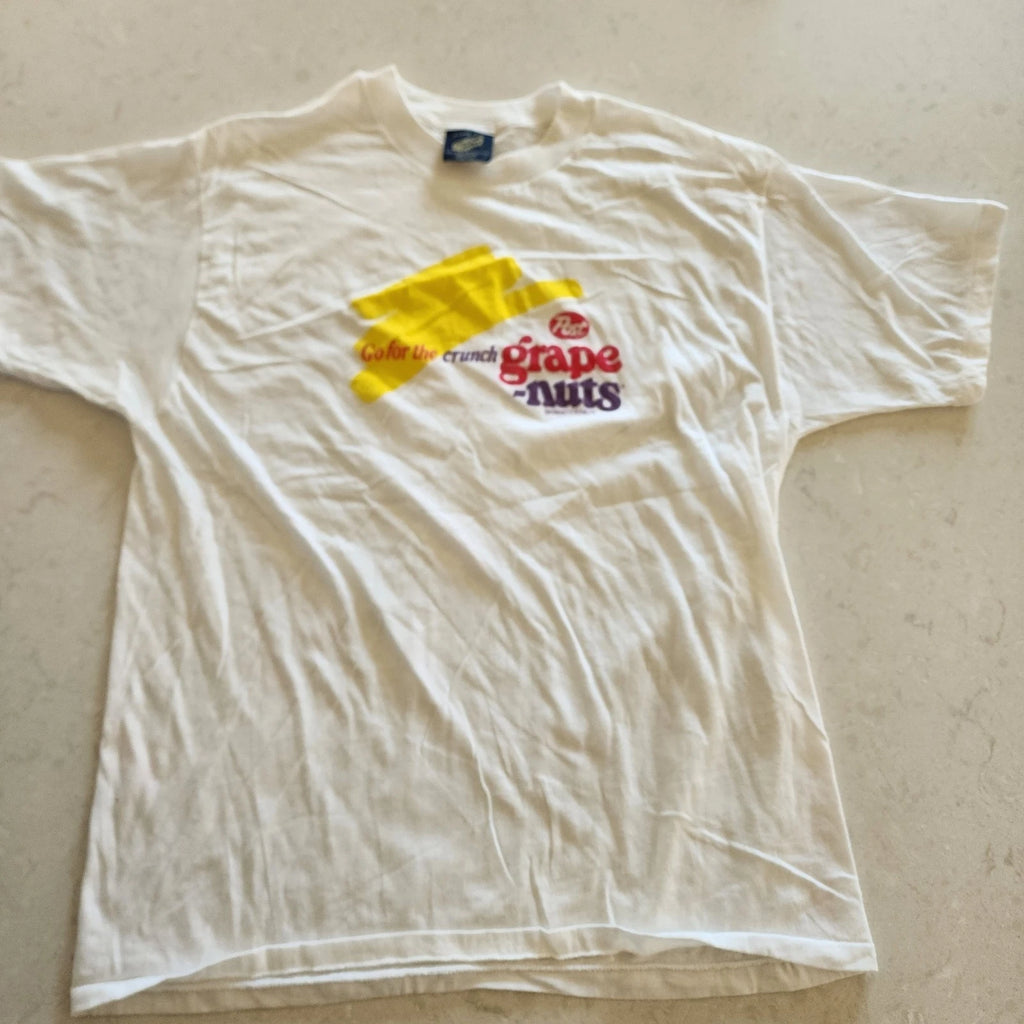 Vintage Post Grape Nuts Cereal Tshirt White Adult XL