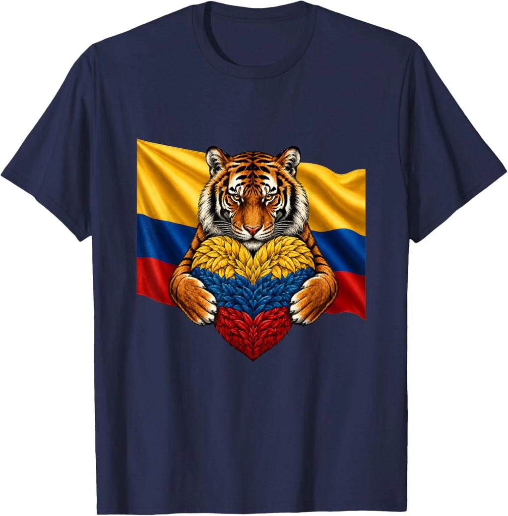 Colombia Flag Tiger Heart Colombian Pride Patriotic Heritage Unisex T-Shirt