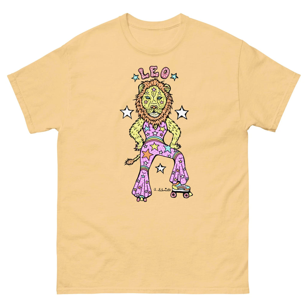 Leo Lion Astrology Star Sign Roller Disco Original Art Unisex classic tee