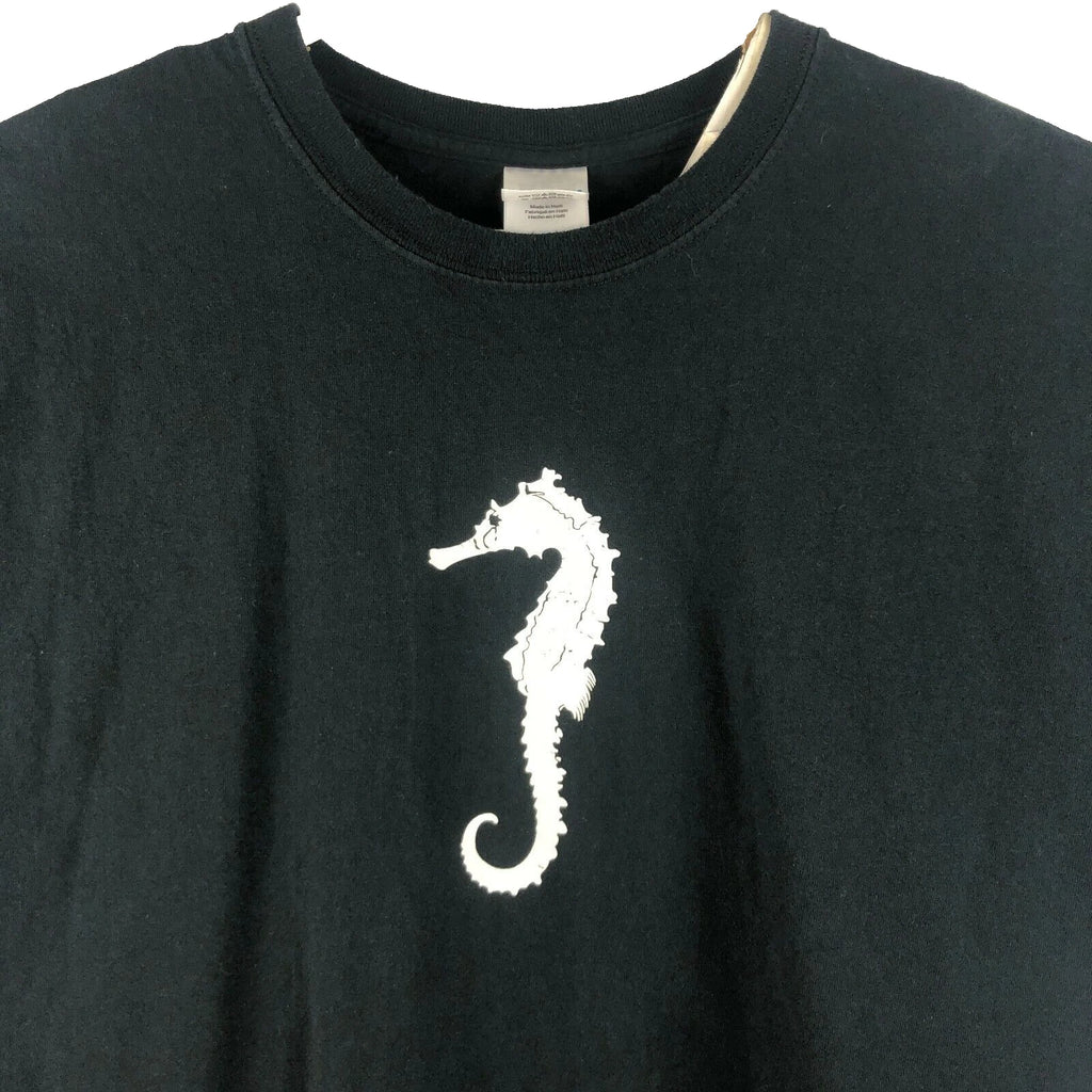Seahorse Basic Simple Logo Mens T-Shirt size XL 47x29 Black No Branding
