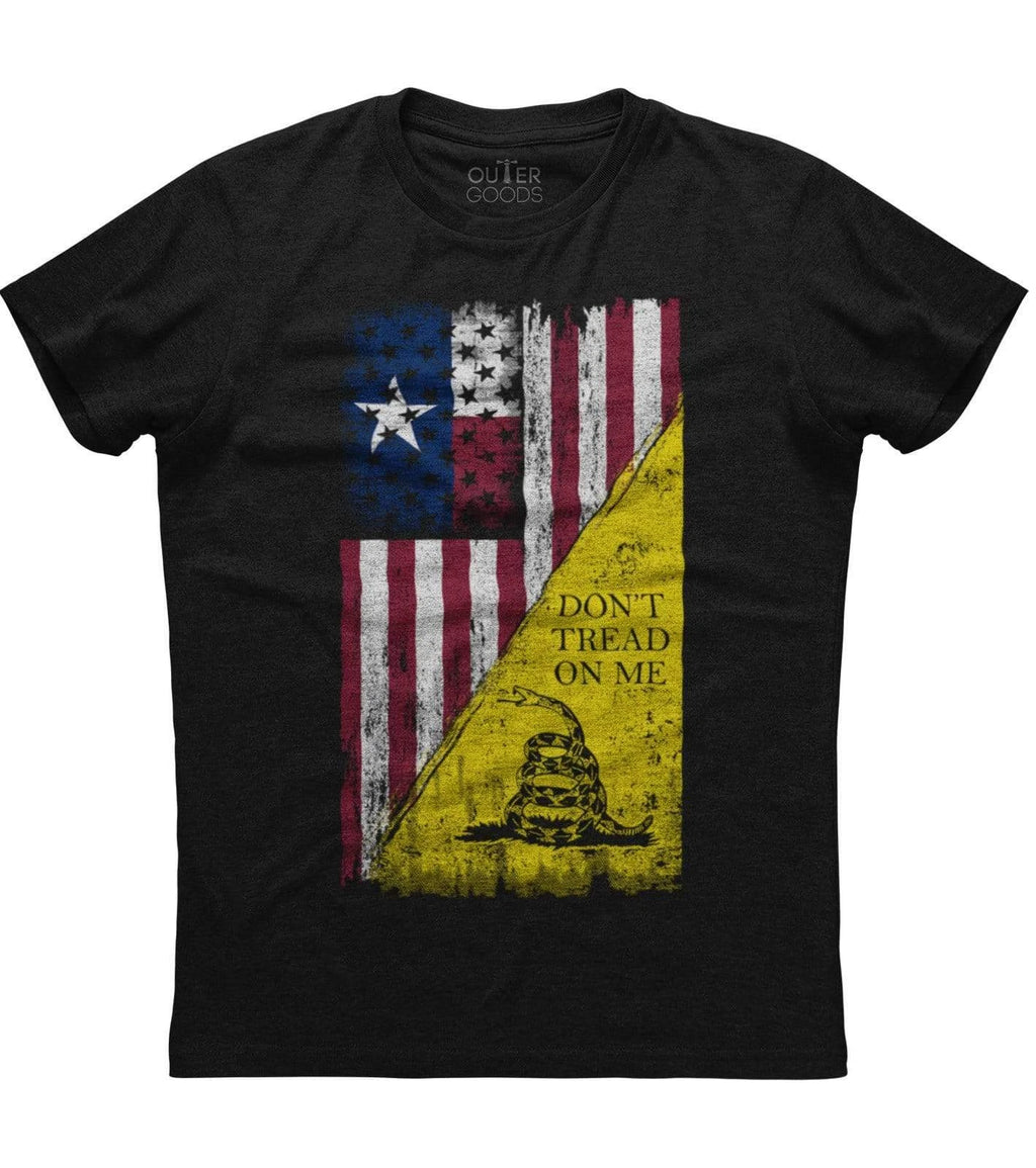 Don't Thread On Me, USA Flag and Snake Printed Men's Patriotic Black T-shirt