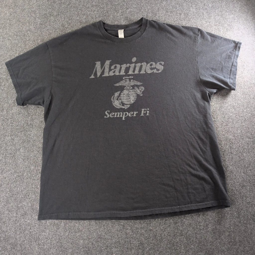 US Marines Semper Fi Shirt Men’s 2XL Black Gildan Heavy Cotton Graphic Tee