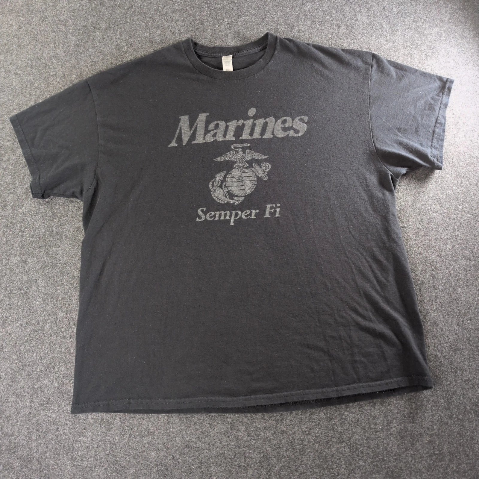 US Marines Semper Fi Shirt Men’s 2XL Black Gildan Heavy Cotton Graphic Tee