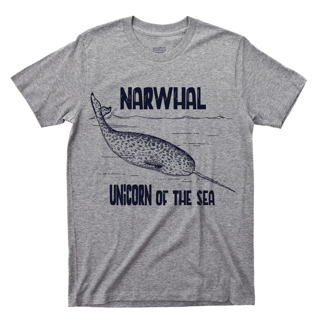 Narwhal Unicorn Of Sea T Shirt Deep Blue Ocean Waves Nautical Marine Mammals Tee