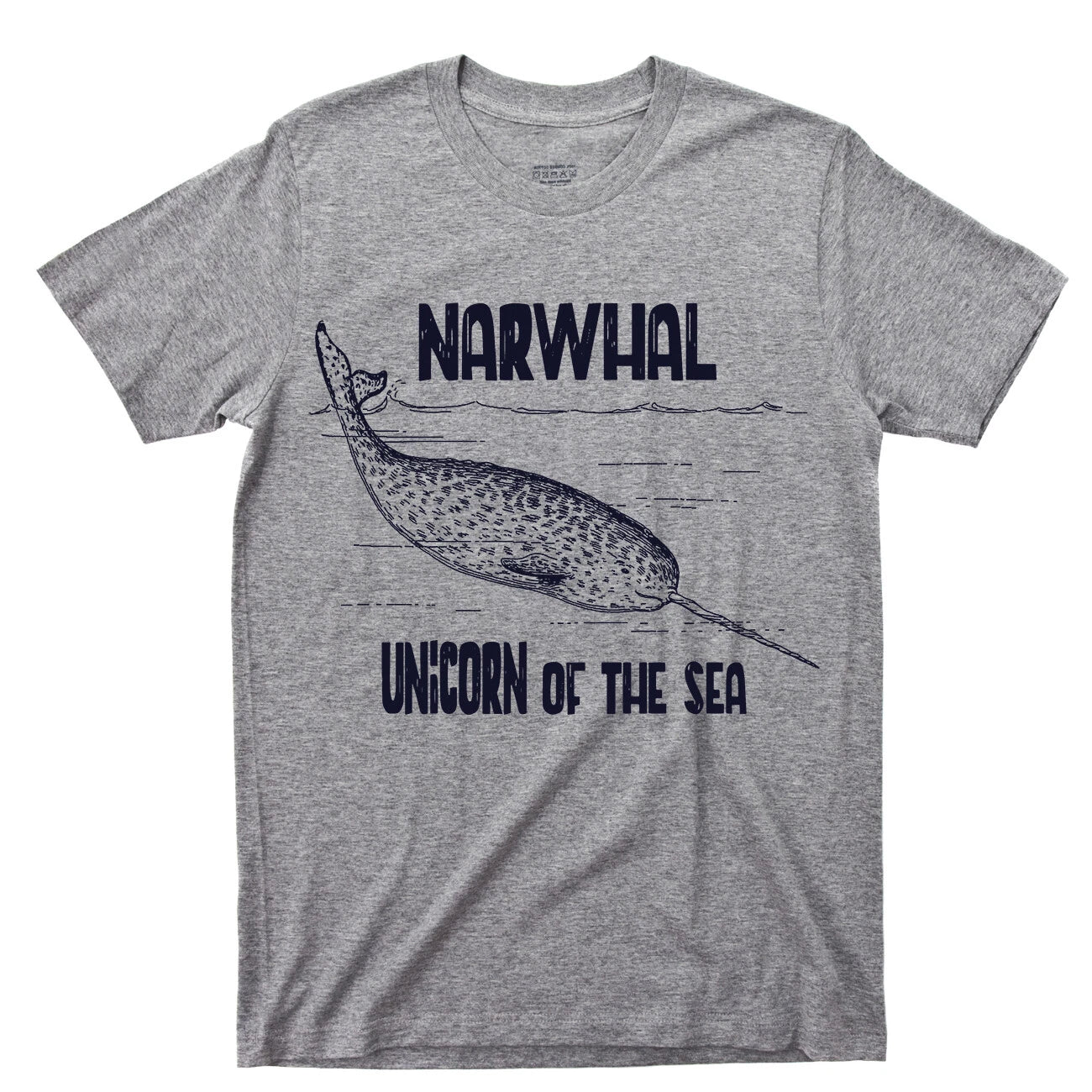 Narwhal Unicorn Of Sea T Shirt Deep Blue Ocean Waves Nautical Marine Mammals Tee