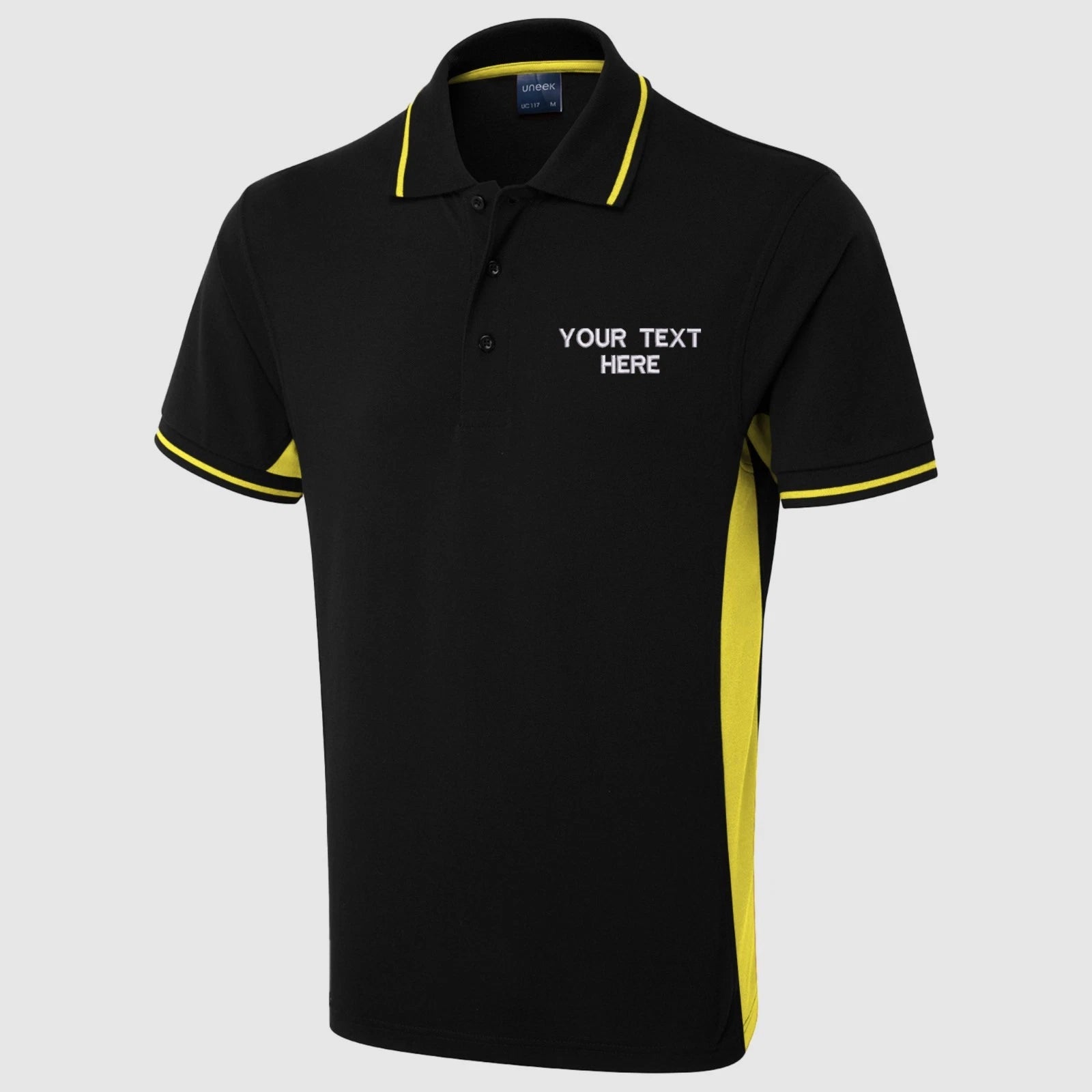 Personalised Embroidered Two Tone Contrast Polo Shirt Your Text Here Sports Top