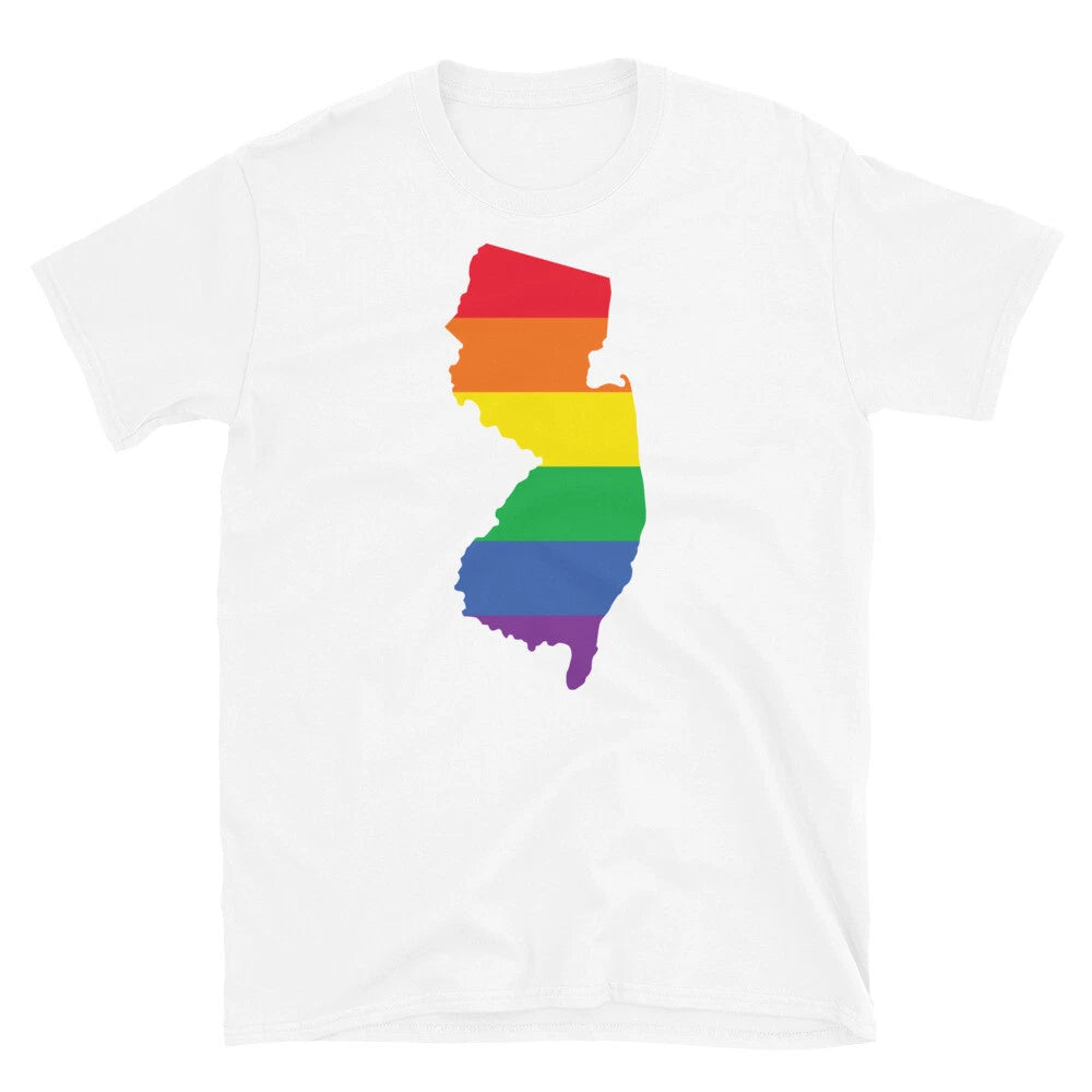 New Jersey State LGBTQ Rainbow Flag Gay Pride Short-Sleeve Unisex T-Shirt