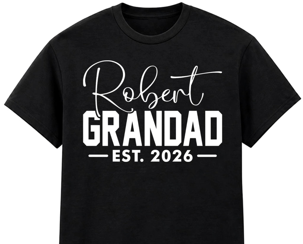 Personalised Grandad T Shirt Custom Name Est Year Gift for Grandpa Dad Xmas Tee