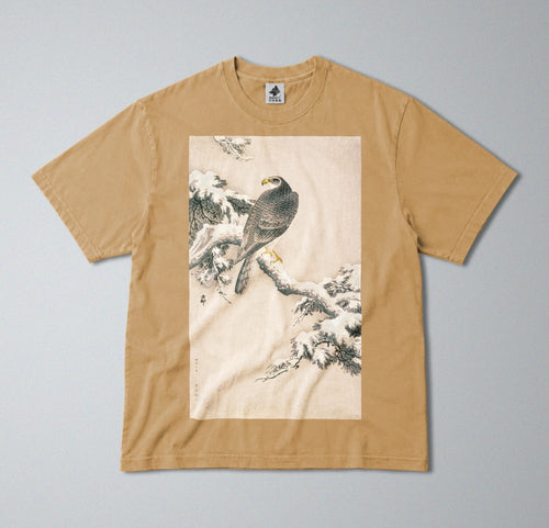 100% Cotton Tee - Regular Fit - Unisex - Hawk on Branch Print - Cold Winter Art