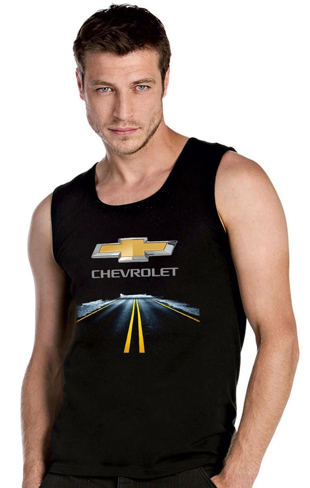 Chevrolet Highway Car Logo Sleeveless T-Shirt Top Tank Black -21129 -SW