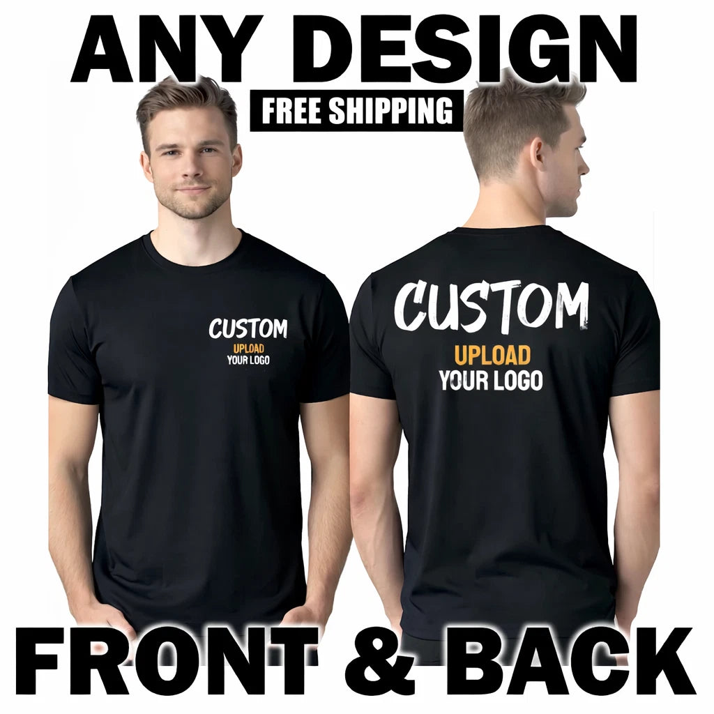 Bulk Lot of 100 Custom Printed T-Shirts Front Back Print Gildan Unisex T-Shirt