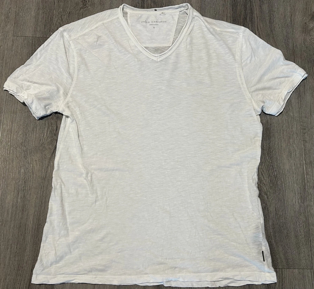John Varvatos Collection Luxury V-Neck T-shirt - White - Raw Cut Edges *Read*