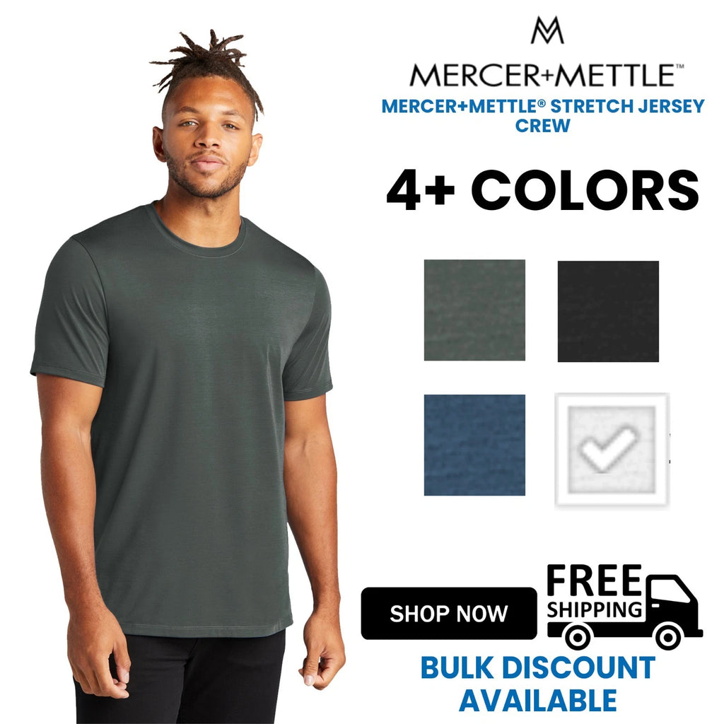 Mercer+Mettle Premium Stretch Jersey Crew Neck Heavy Plain Casual T-Shirt MM1016