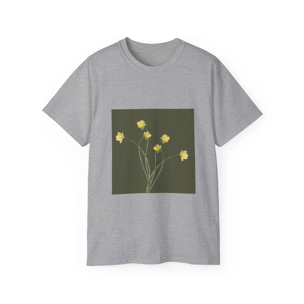 Flowers Stem Watercolor Painting Yellow | Custom Graphic T-Shirt