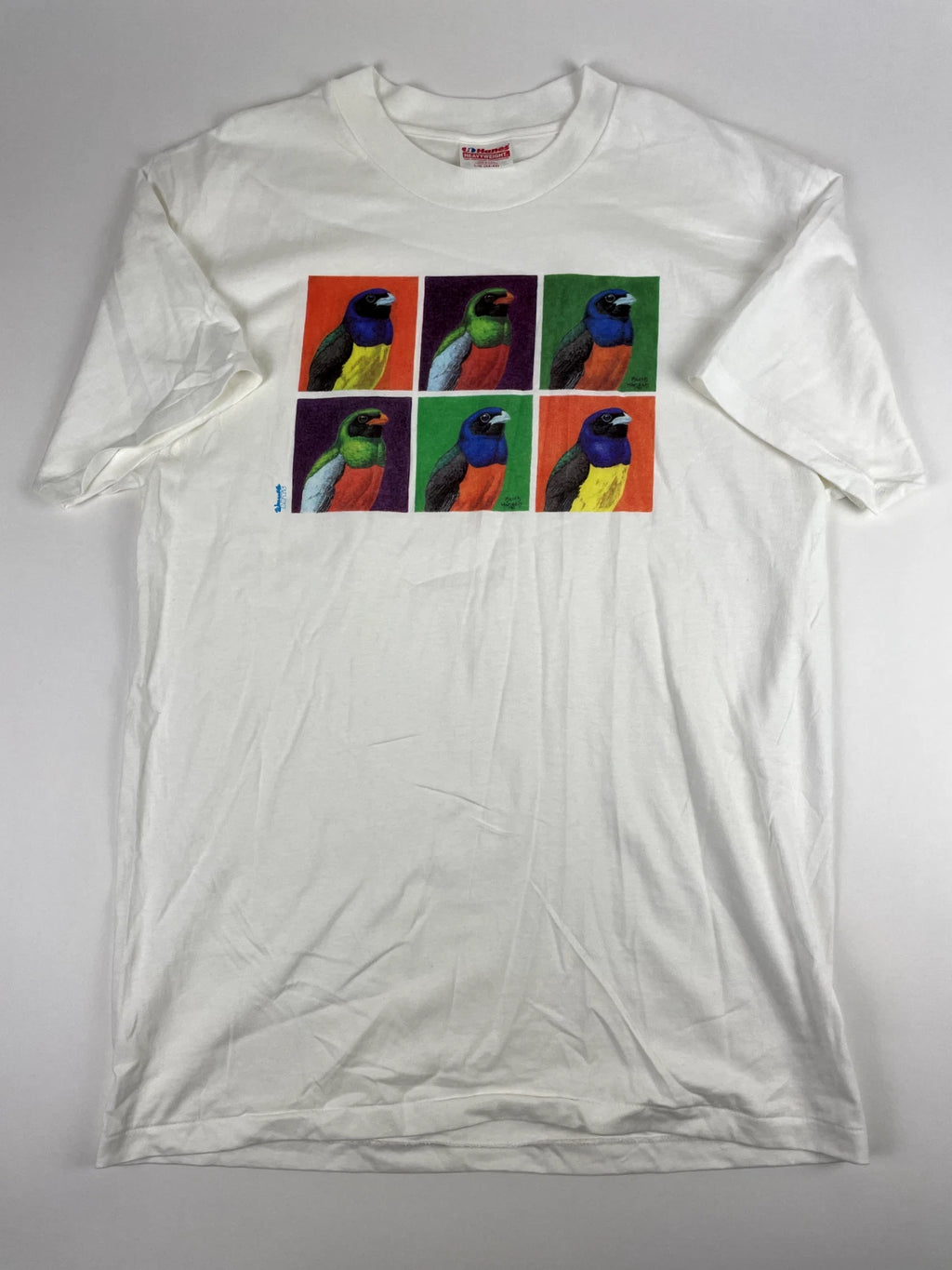 Keith Hansen 90s Graphic T Shirt Mens Large White Art Birds Vintage Tee