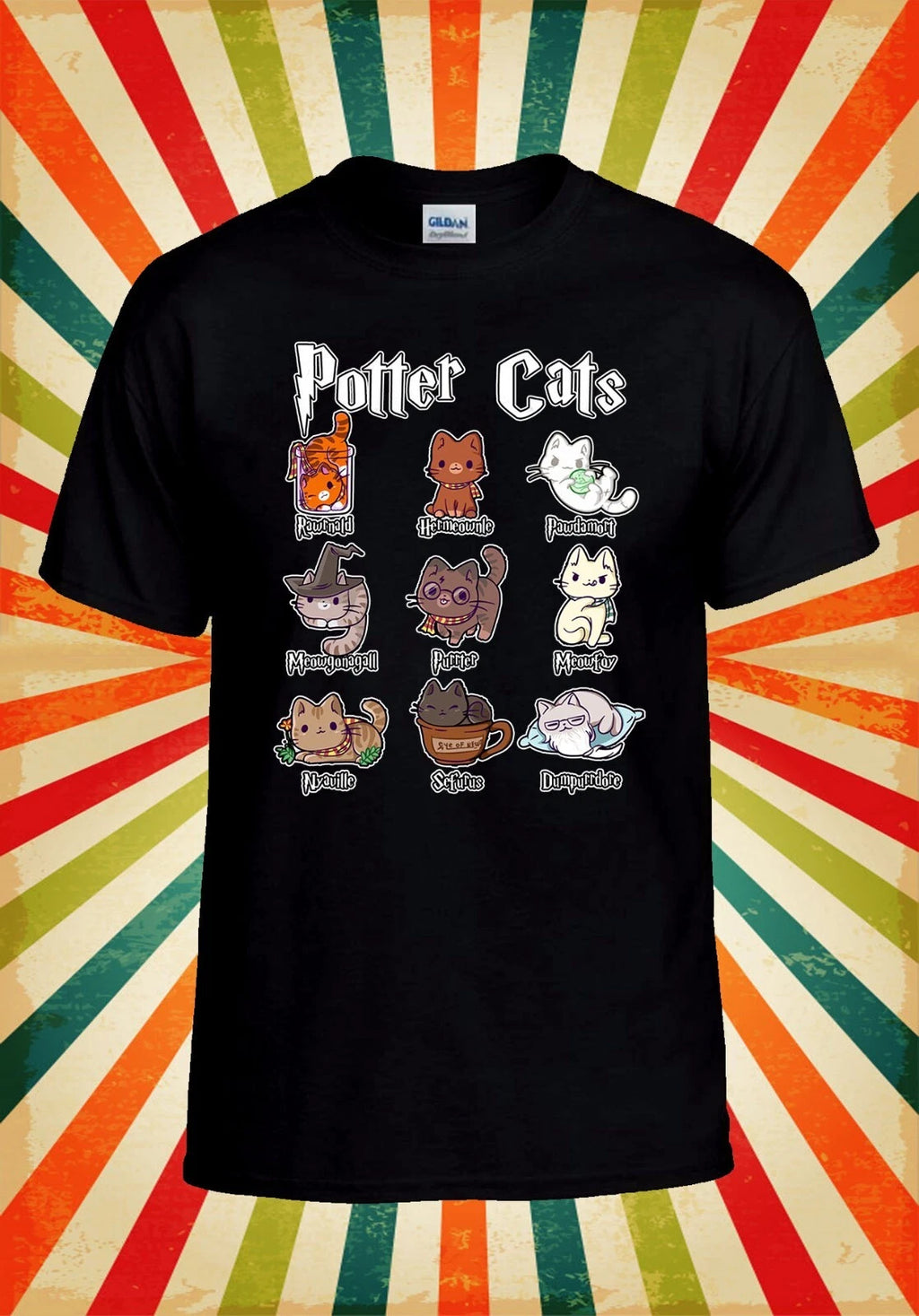 Potter Cats T shirt Cute Cat Animal Men Women Unisex Baseball T Shirt Top 3133