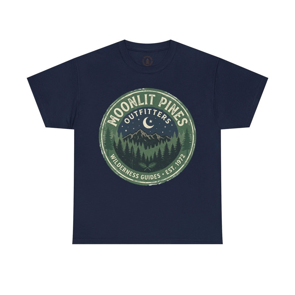 Moonlit Pines Wilderness Graphic T-Shirt Mountain Pine Forest Nature Outdoor Tee