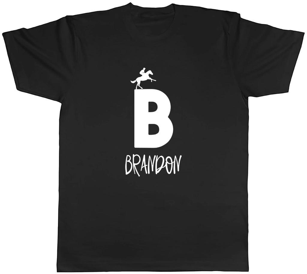 Personalised Horse Riding Alphabet Animal- B Mens Unisex T-Shirt Tee Gift