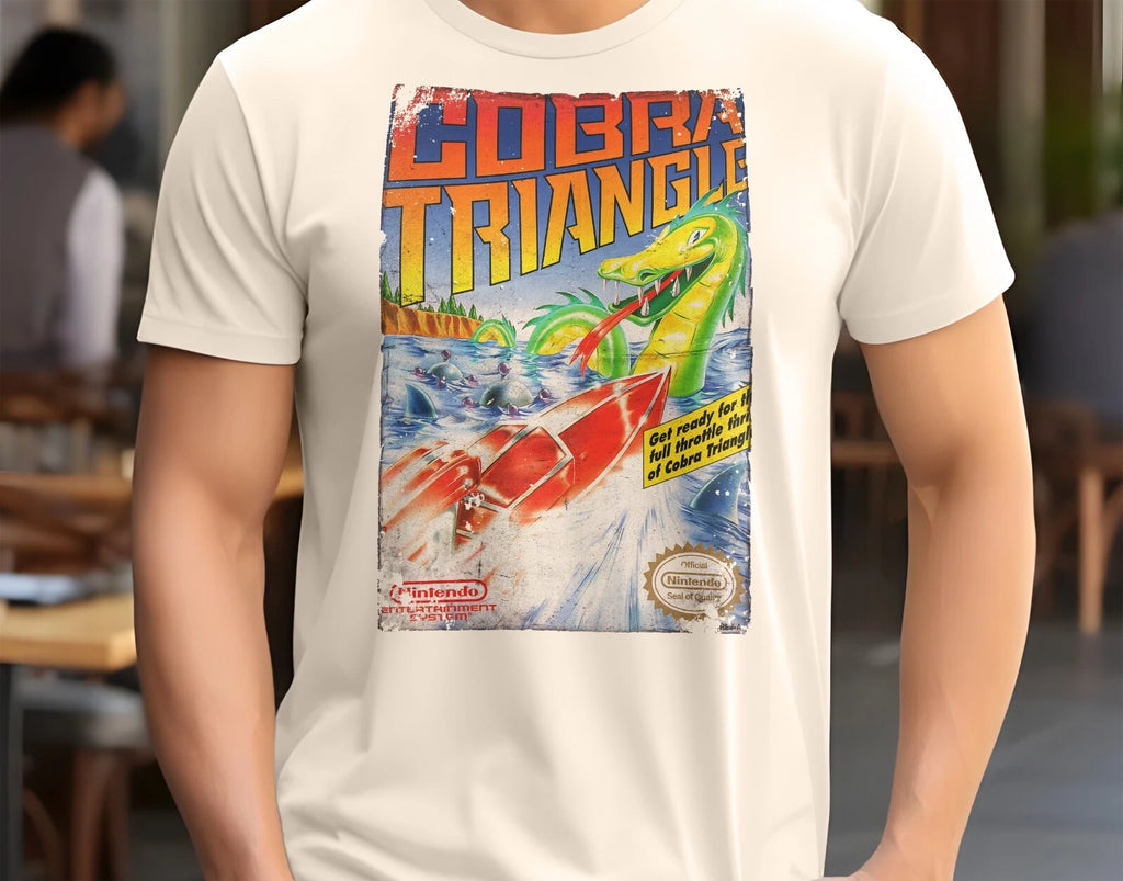 Cobra Triangle - 8 bit NES Game Art  T-Shirt 8 Colors Sizes S-5XL White Blue