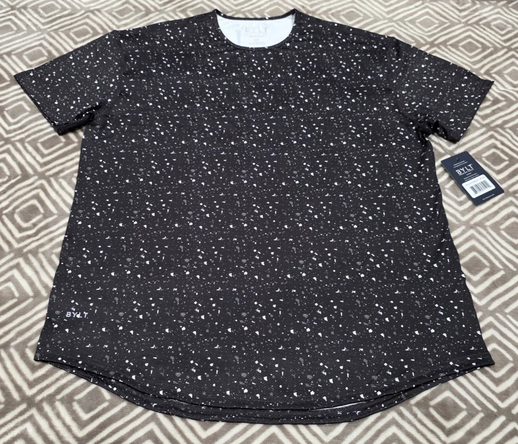 NWT BYLT Premium Basics Mens Drop Cut S S T-Shirt Size XXL Performance+ Speckled