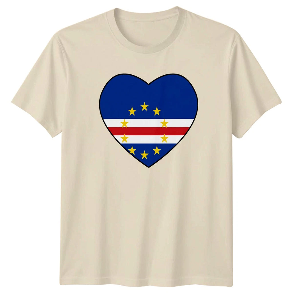 Cape Verde Flag Heart T-Shirt Cabo Verde Heritage Birthday Gift For Him And Her