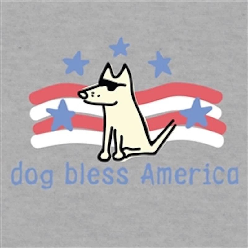 Teddy The Dog Classic T "Dog Bless America" in Grey choose your size M - Last 1!