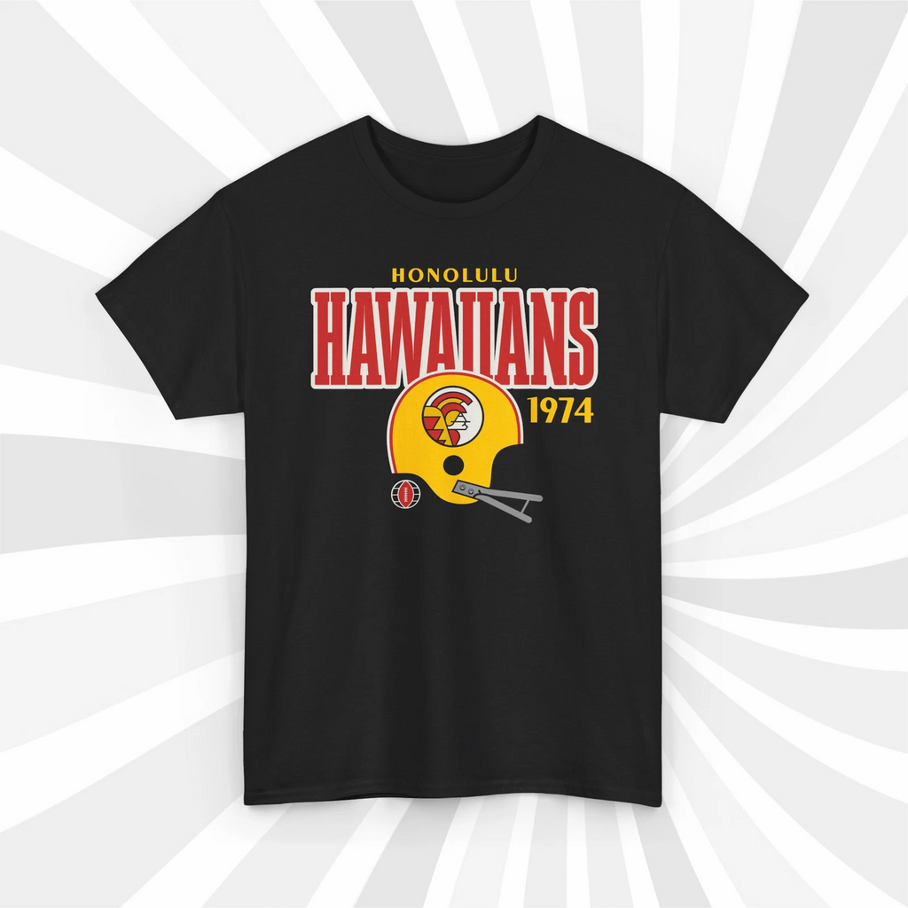 Honolulu Hawaiians 1974 WFL Vintage Football Helmet T-Shirt -Rainbow Warriors
