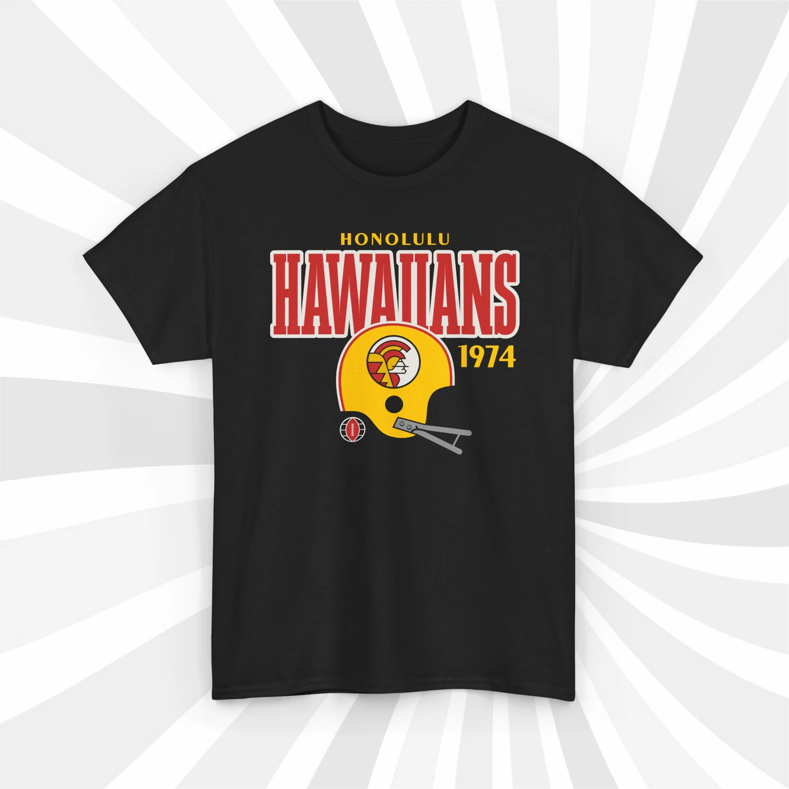 Honolulu Hawaiians 1974 WFL Vintage Football Helmet T-Shirt -Rainbow Warriors
