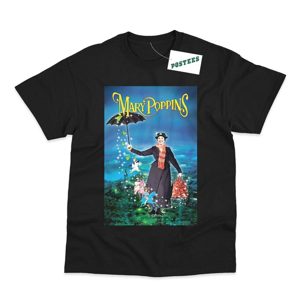 Retro Movie Poster Inspired by Mary Poppins DTG Printed Black or White T-Shirt