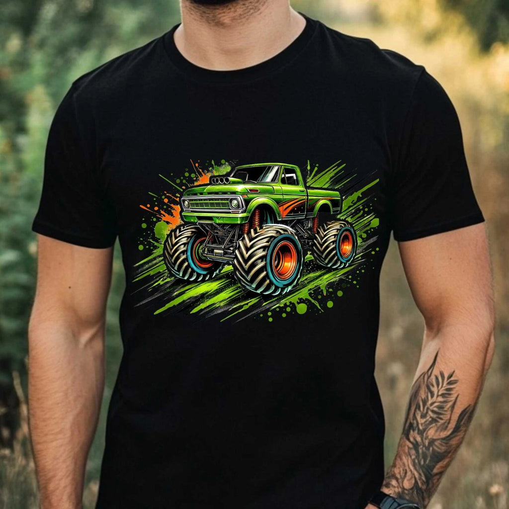 Mens Monster Truck Motif Cotton T-Shirt Size XS to 5XL