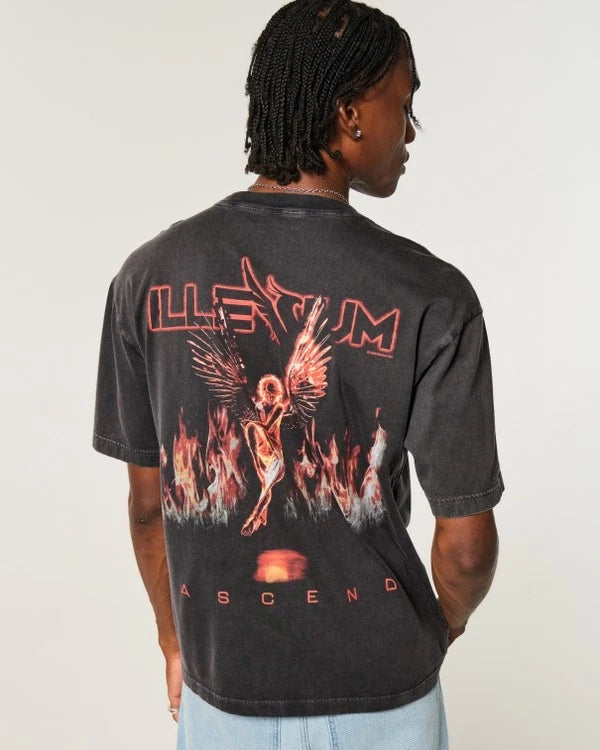 Illenium Ascend Tour T-Shirt Vintage Black Washed Graphic Tee EDM Music Merch