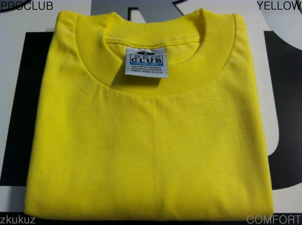 1 NEW PROCLUB COMFORT PLAIN T-SHIRT BLANK YELLOW TEE PRO CLUB S-3XL 1PC
