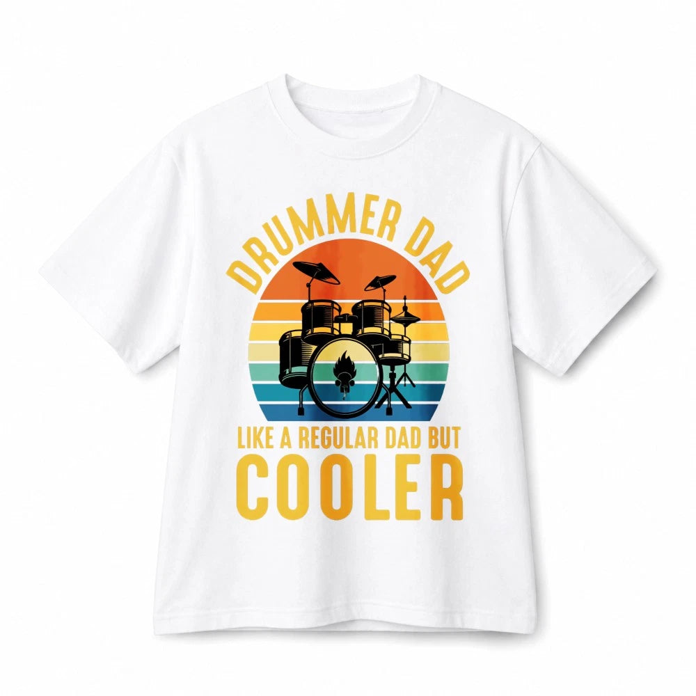 Drummer Dad Like A Regular Dad But Cooler Retro Graphic Cotton T-Shirt Unisex